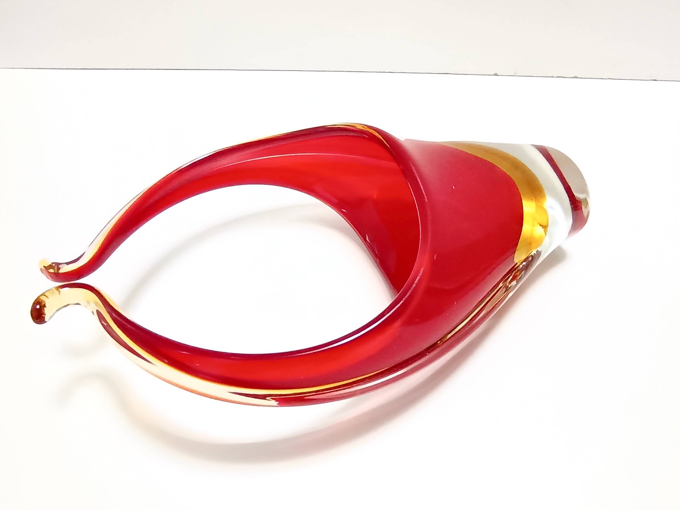 Red and Yellow Sommerso Murano Glass Vase attr. to Flavio Poli, Italy