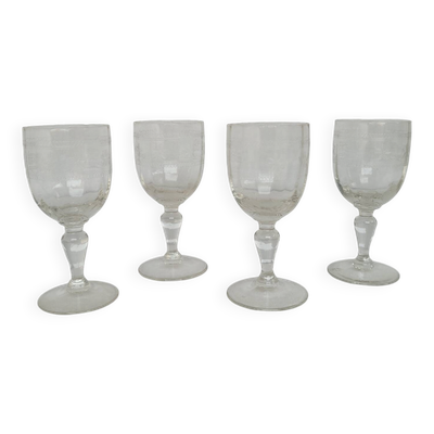 Verres à apéritif gravés soufflés – fin XIXᵉ / début XXᵉ siècle