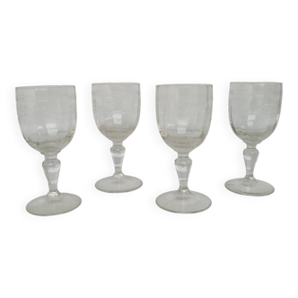 Engraved blown aperitif glasses – late 19th / early 20th century