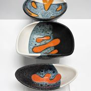 Rare set of three Elchinger Atelier ceramic bowls. France, 1950.