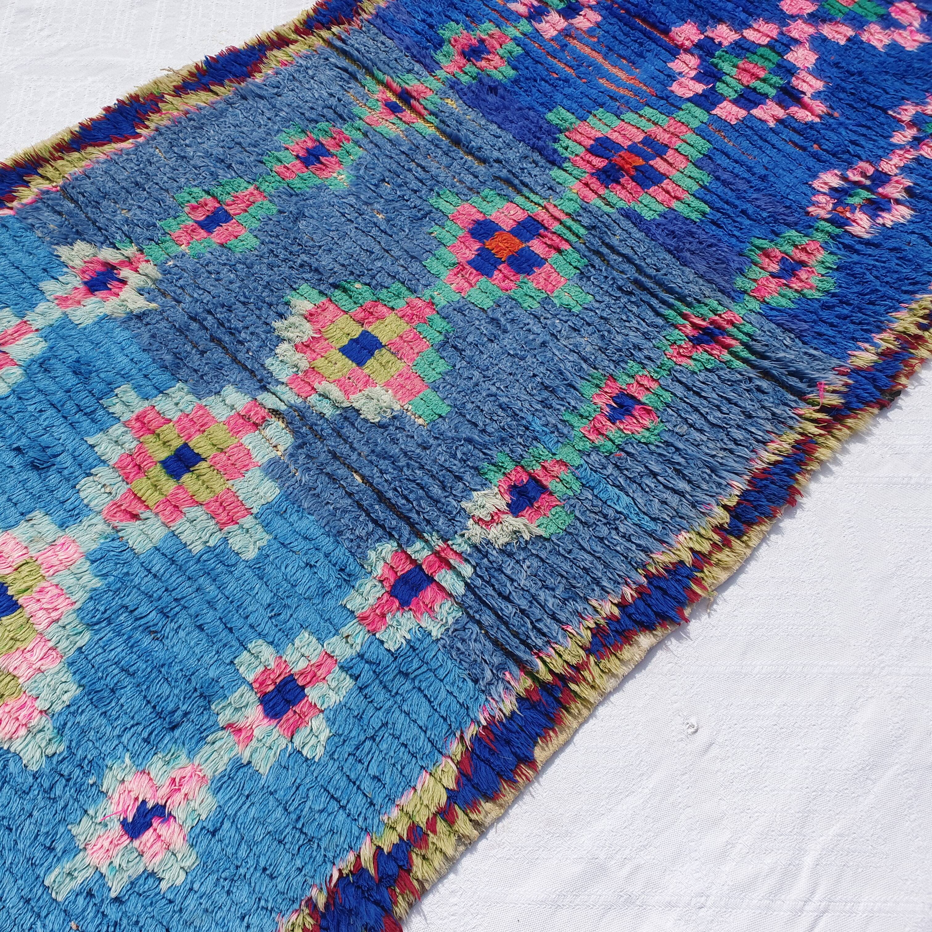 Blue Moroccan Berber carpet 210x100 cm