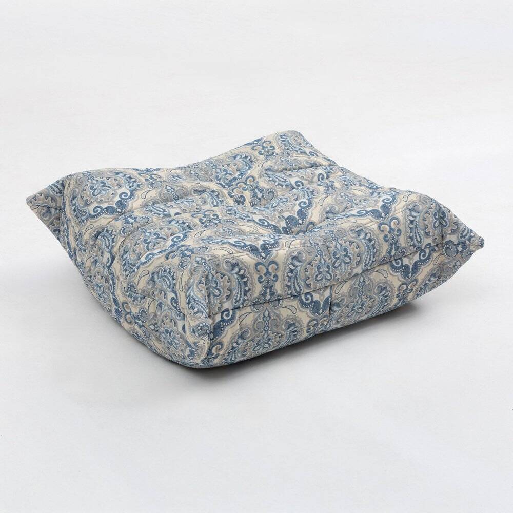 Togo lounge chair and pouf in patterned fabric by Michel Ducaroy for Ligne Roset, 1973, set of 2
