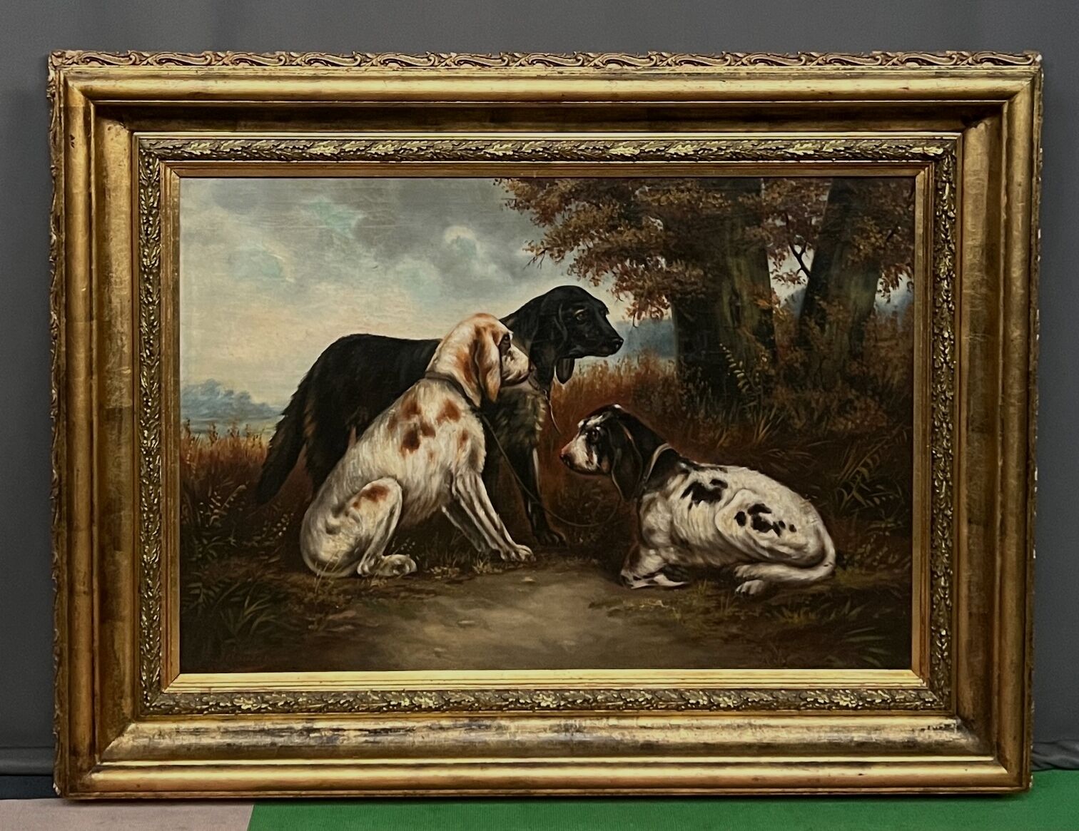 Painting "Hunting Dogs" Henri Schouten (1857-1927)