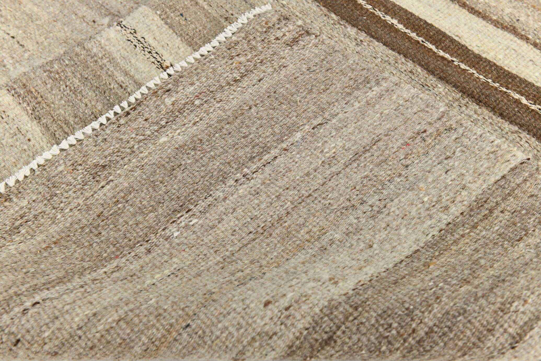 8x10 Kilim Brown & Cream Contemporary Kilim Rug, 233x293Cm