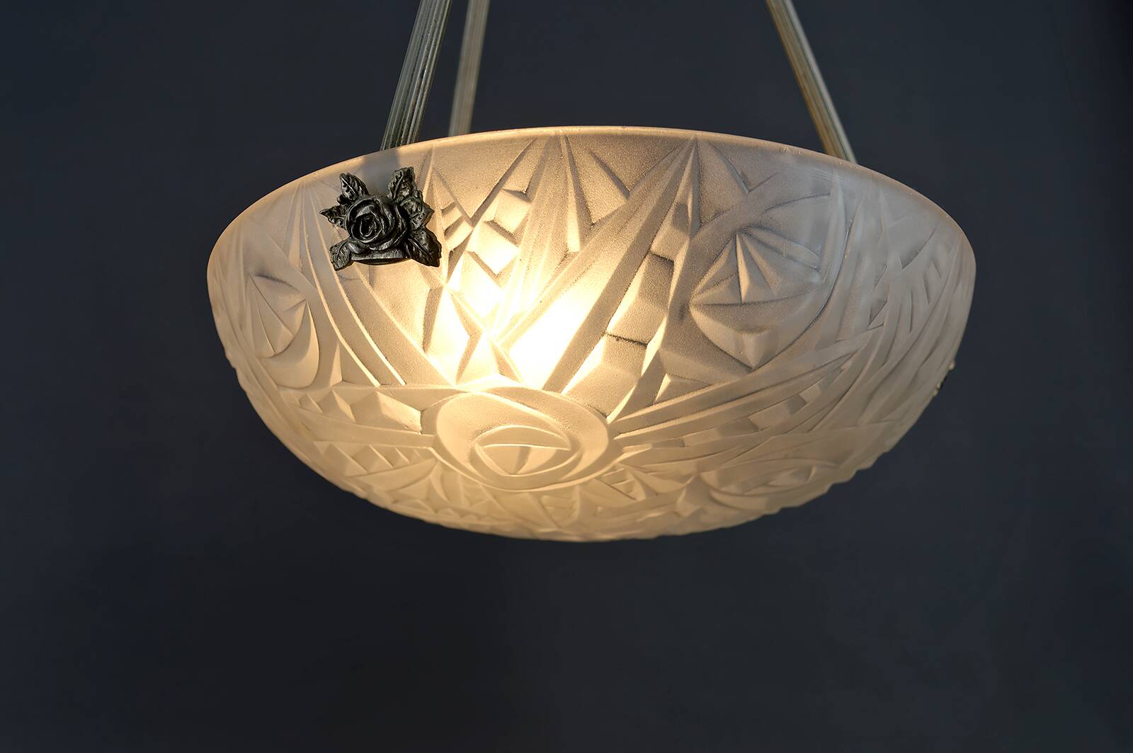 Chandelier / Basin by Noverdy, Silvered Bronze Mount, Art Deco, c. 1930