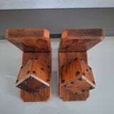 Pair of bookends with wooden dice