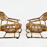 Pair of Italian rattan armchairs, 1960s