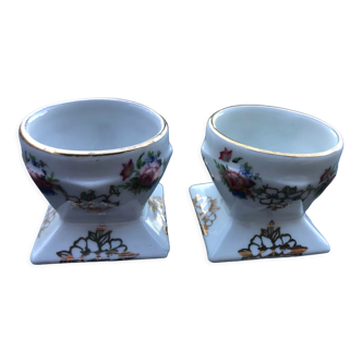 Lot de 2 coquetiers en porcelaine