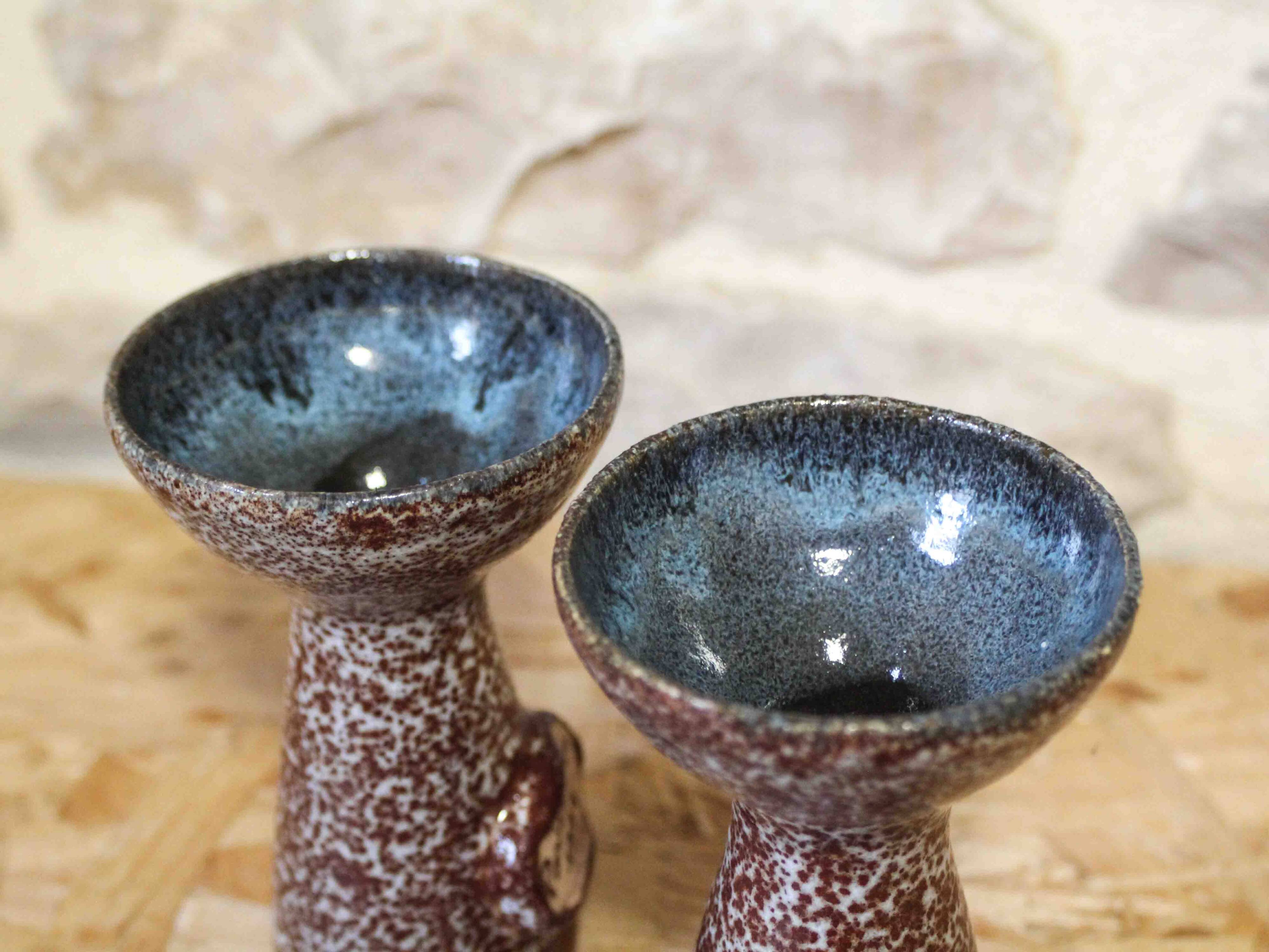 Pair of ceramic candlesticks Paris-Nice 1971