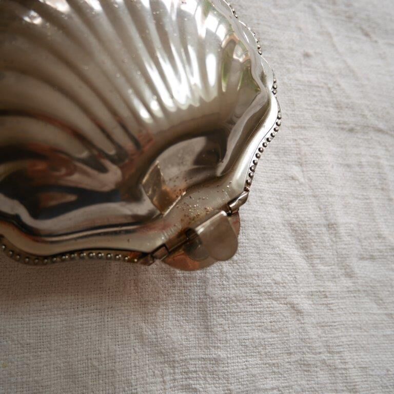 Soap dish or shell tray in silver metal
