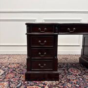 Classic English Desk Green Leather Inlay