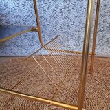 Coffee table with gold metal vinyl holder from the 70s)