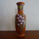 Old Lonchamp iron earth vase polychrome enamels floral decoration - Signed - 36 cm