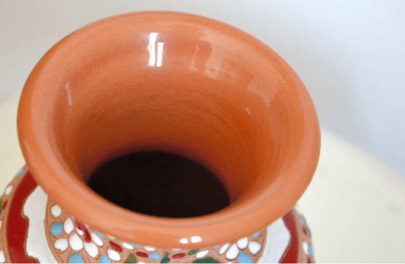 Handcrafted vase signed colorful patterned