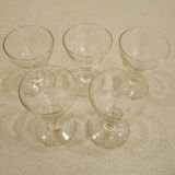 5 anciens verres à pied de style art déco