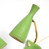 Pair of beautiful green Mid Century Modern Diabolo crow's foot table lamps