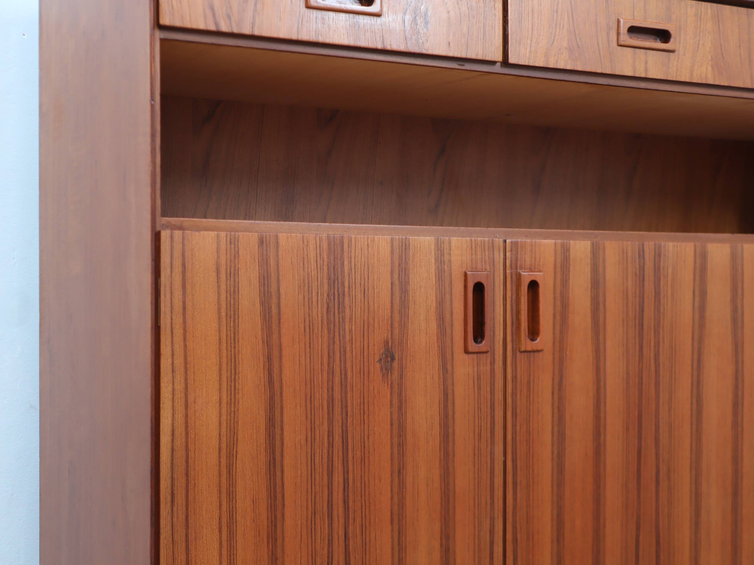 1960s Italian mid-century teak highboard restored with brass feet