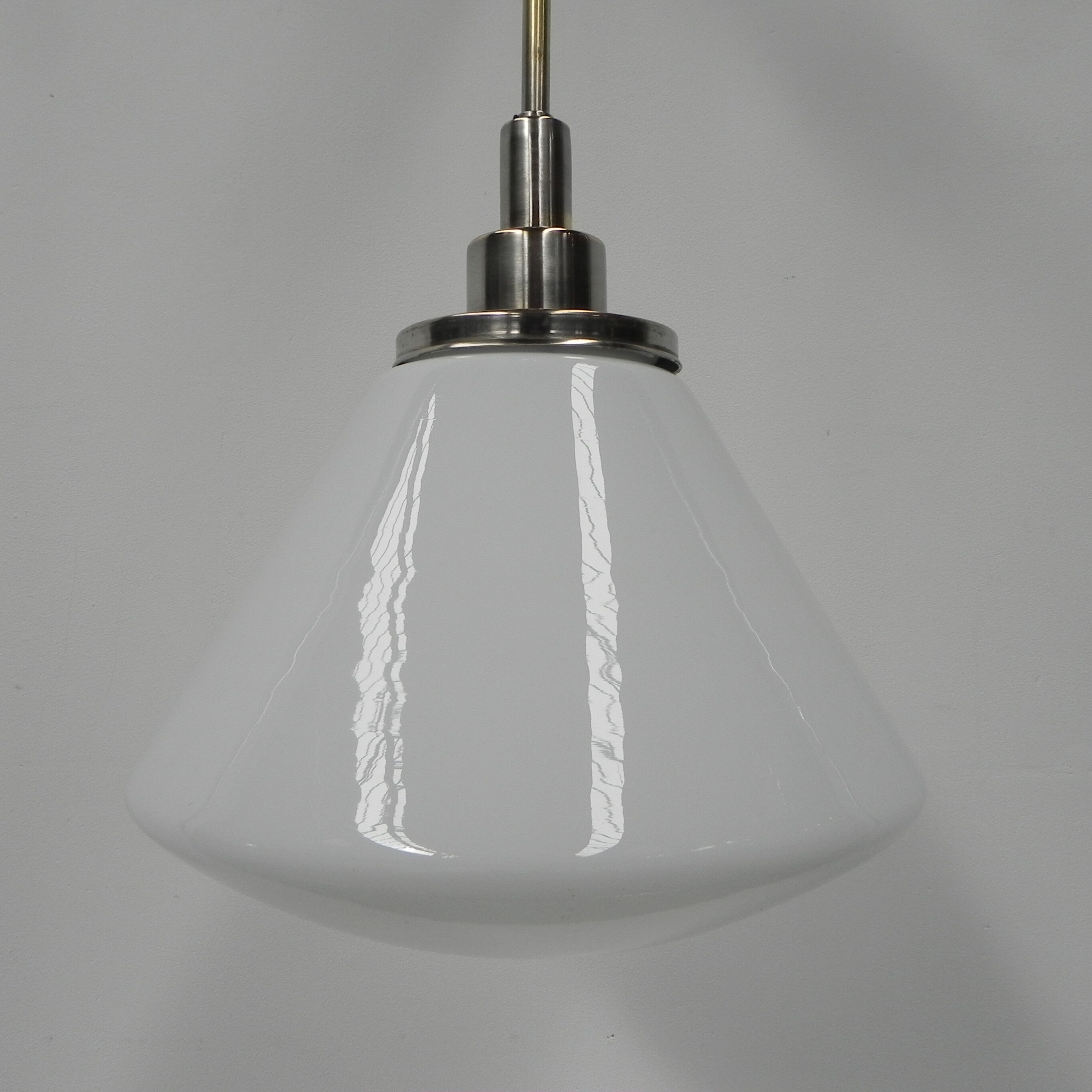 Art Deco school lamp with white glass shade
