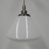 Art Deco school lamp with white glass shade