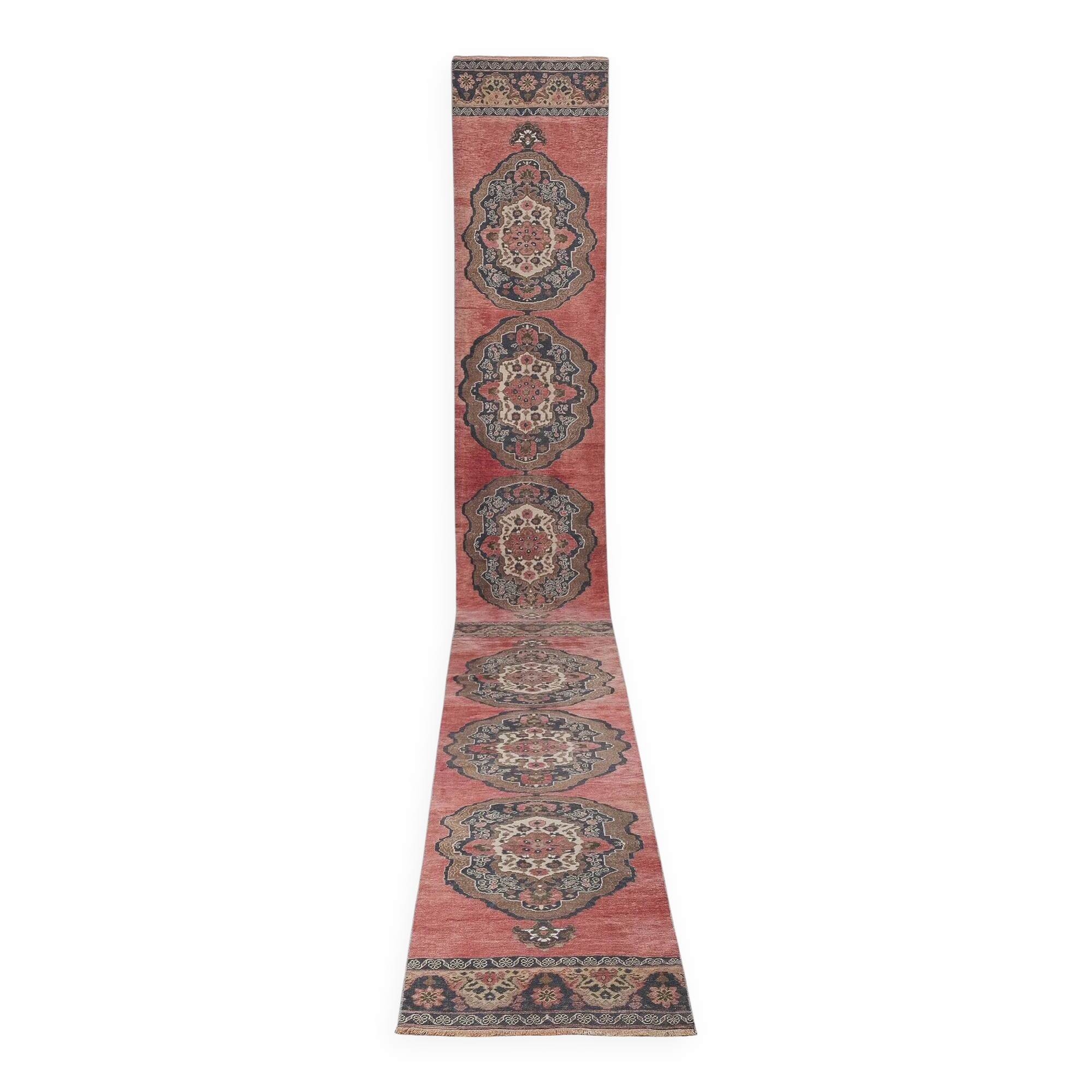 Vintage Turkish hallway rug 86x691 cm