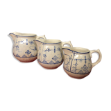 3 anciens pots à lait ou crémiers en faïence de Sarreguemines Digoin