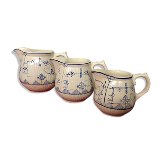 lot 3 old milk pots or earthenware creamers of Sarreguemines Digoin