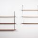 Set of minimalistic wooden shelving units