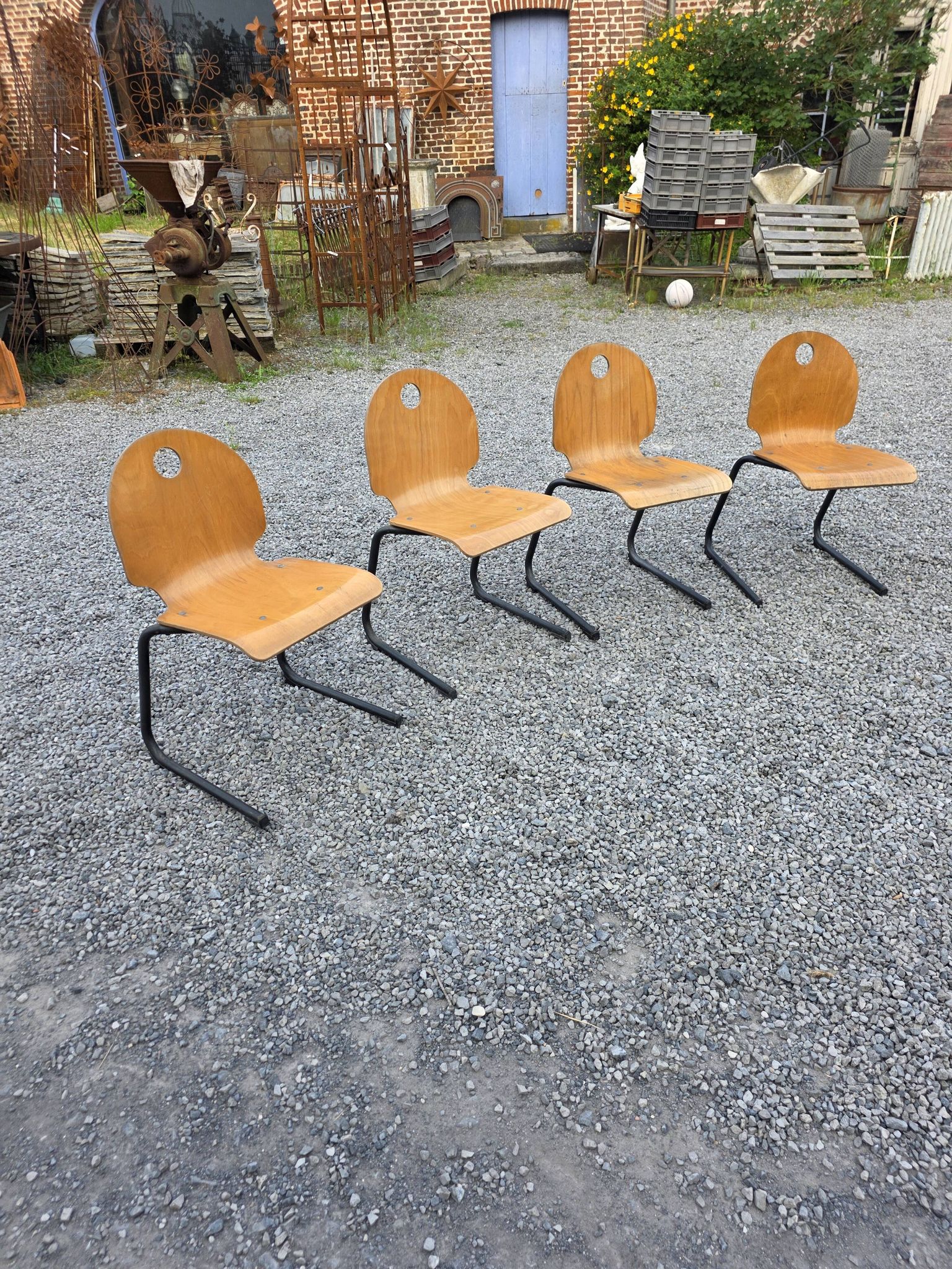 4 vintage school chairs from the 70s