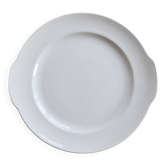 Plat de service vintage rond blanc porcelaine avec oreilles