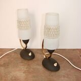 Mid-Century 60s lamp set – brass, glass, vintage design