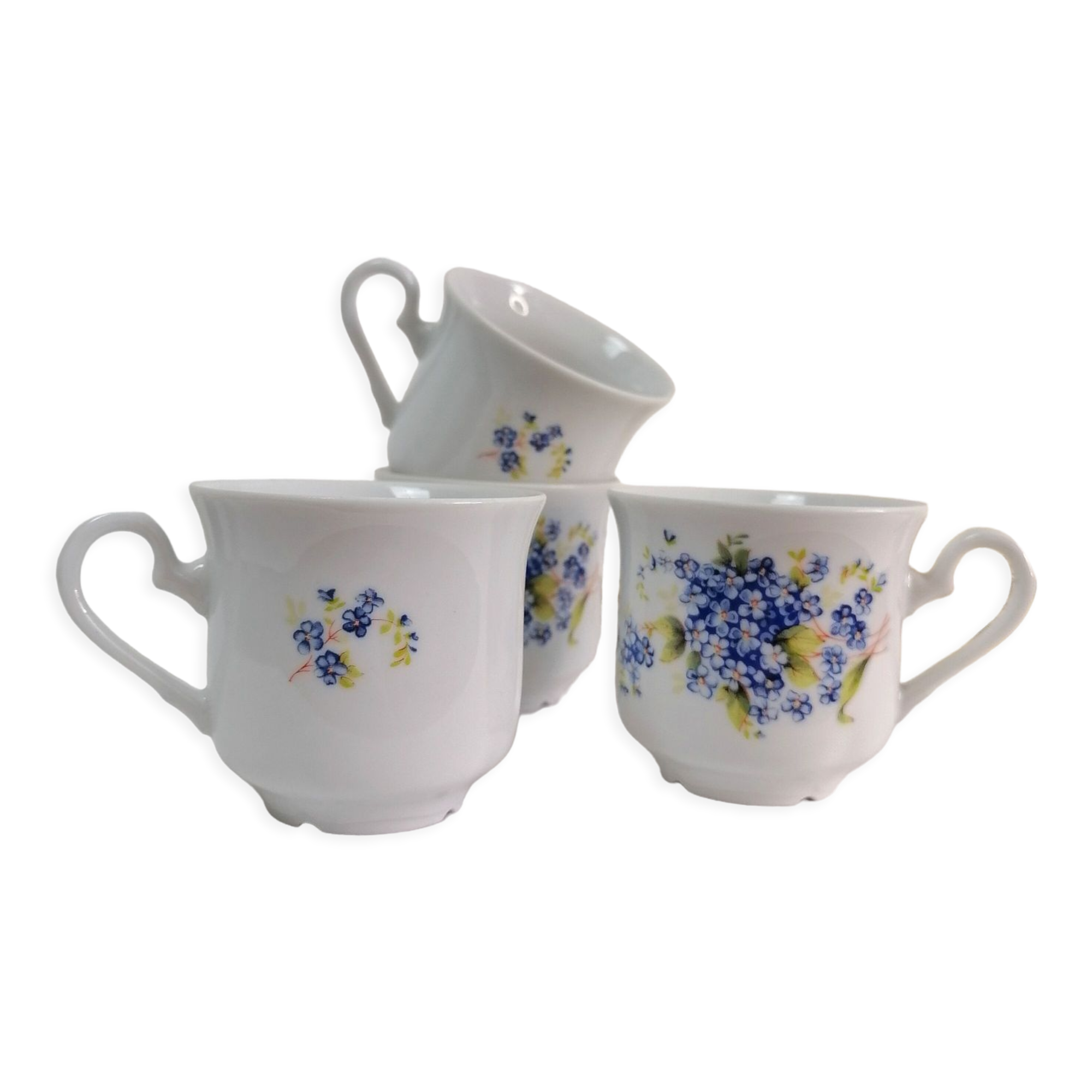 Set of 4 bohemian porcelain coffee cups