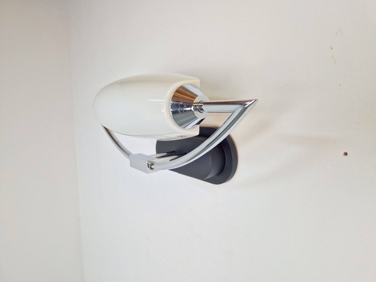 Vintage Bolero Wall Lamp in White Glass by Dieter Sieger for Peill & Putzler, Germany, 1970s
