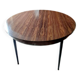 Round formica table with wood effect