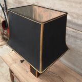 lampe laquée noire et laiton abat jour pagode vintage 1970