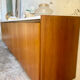 Large vintage sideboard 248 cm – wood & white mineral concrete top –