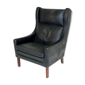 Fauteuil en cuir et palissandre Danemark 1960