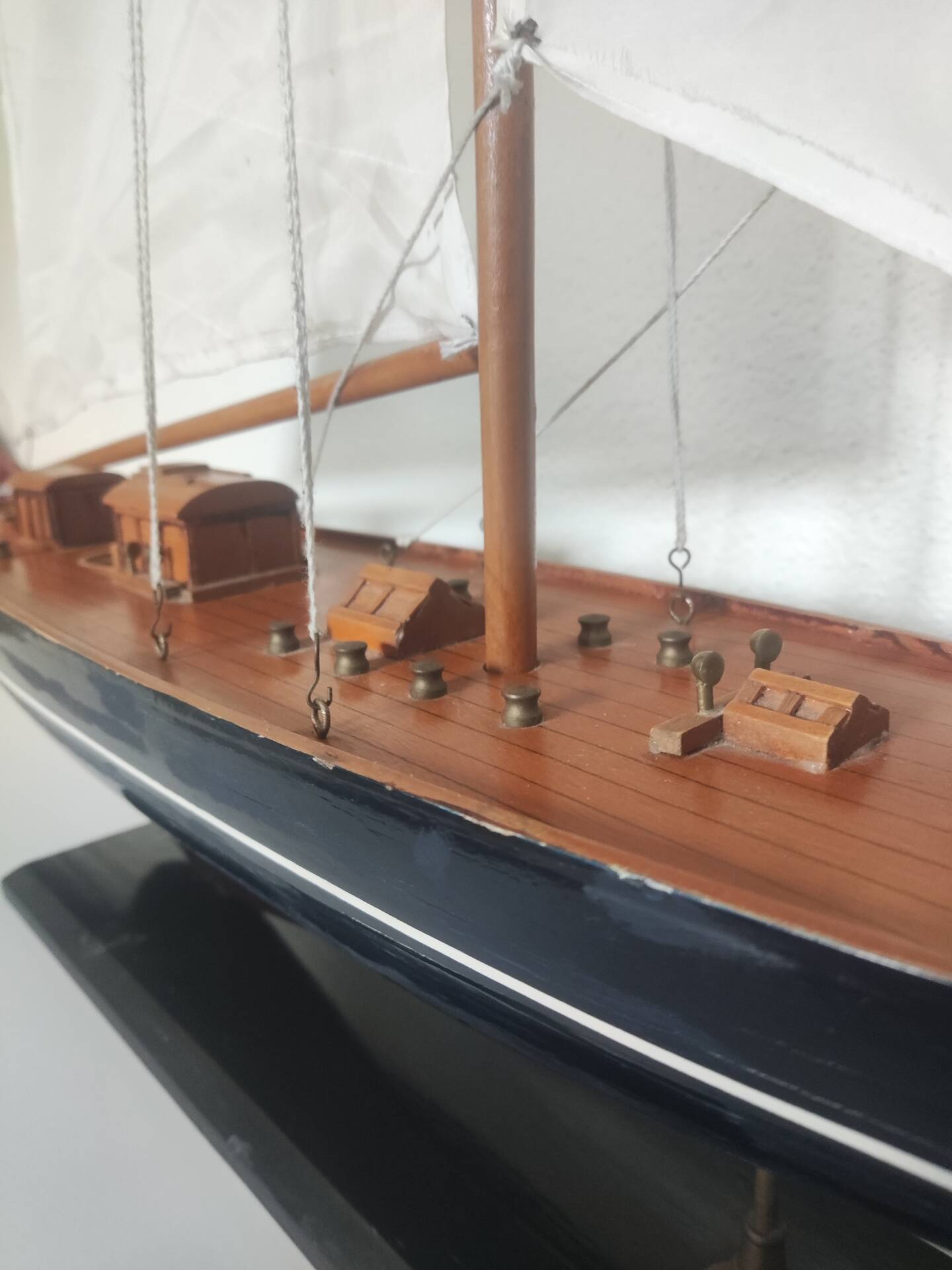 Large classic wooden pond sailboat model - Marine decor