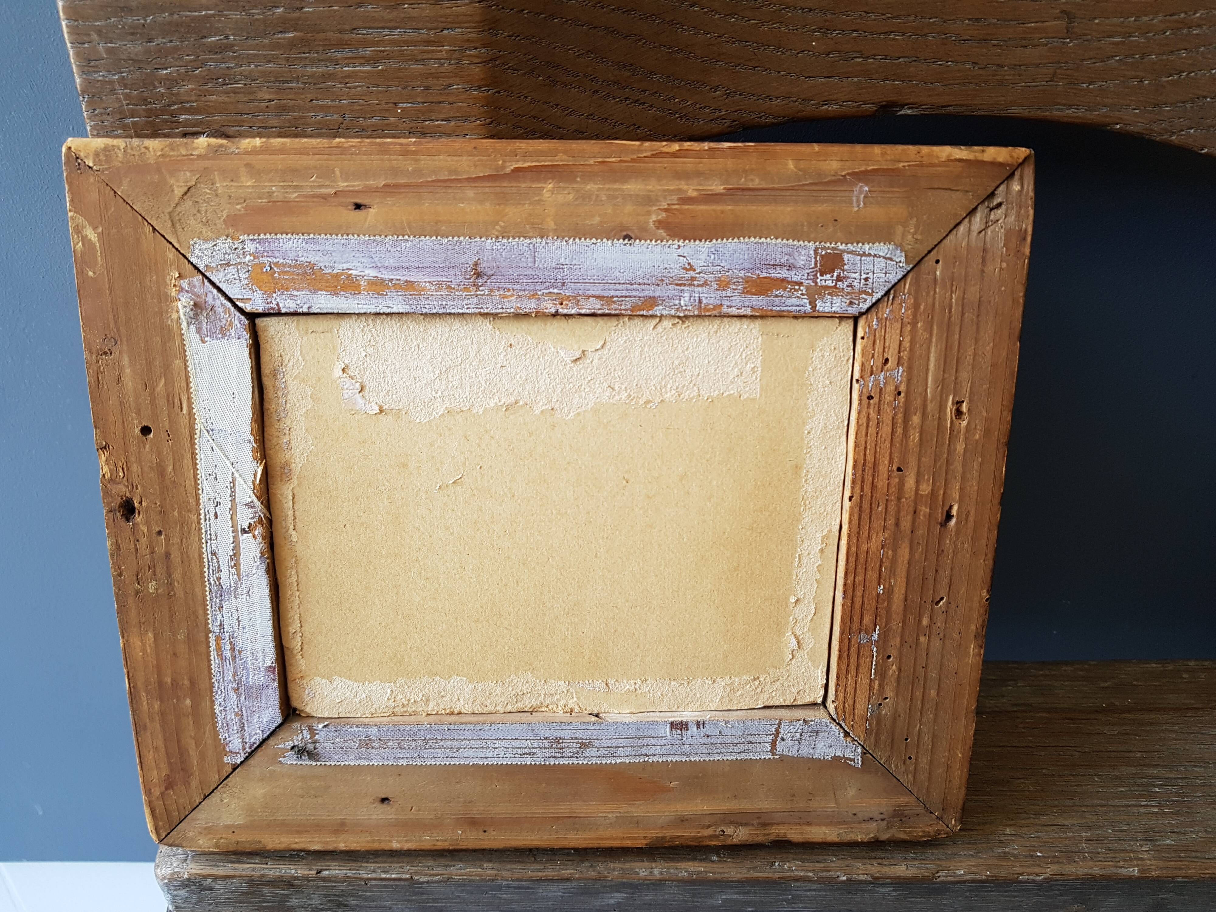 Oil on cardboard with frame