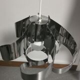 Curved stainless steel hanging lamp, Space Age, 1970
