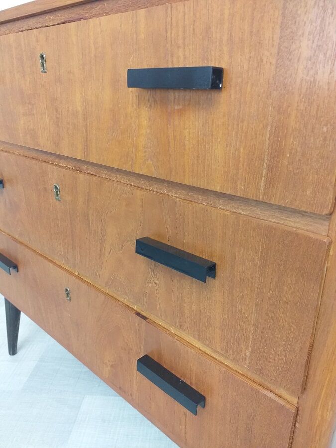 Commode scandinave années 60 teck vintage pieds compas