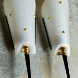 Pair of vintage plexi and bakelite 50s wall lamps