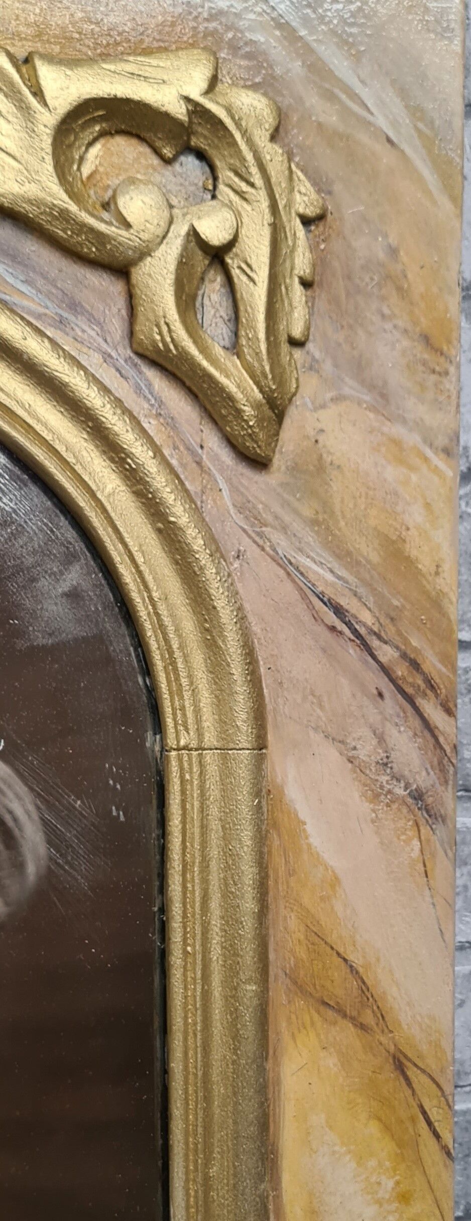 Mirror wood faux marble, 134x80 mercury glass