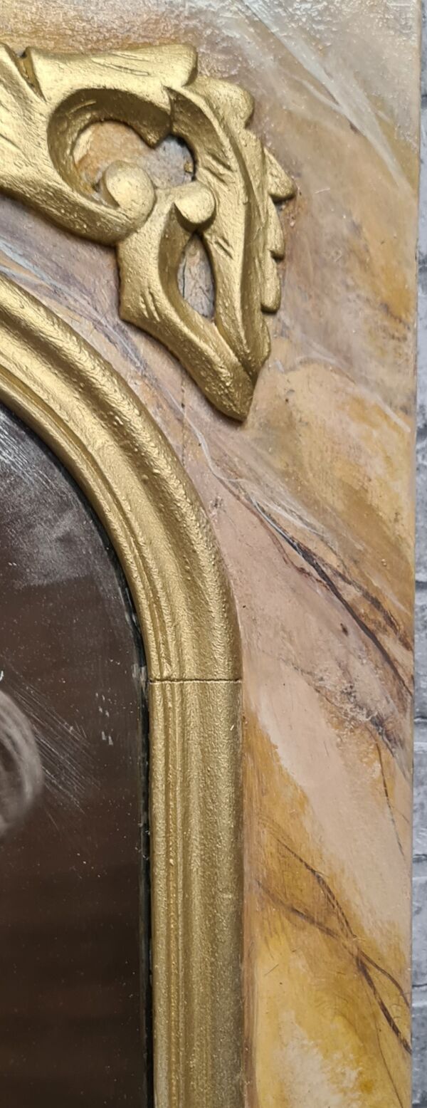 Miroir bois faux marbre, 134x80 verre au mercure