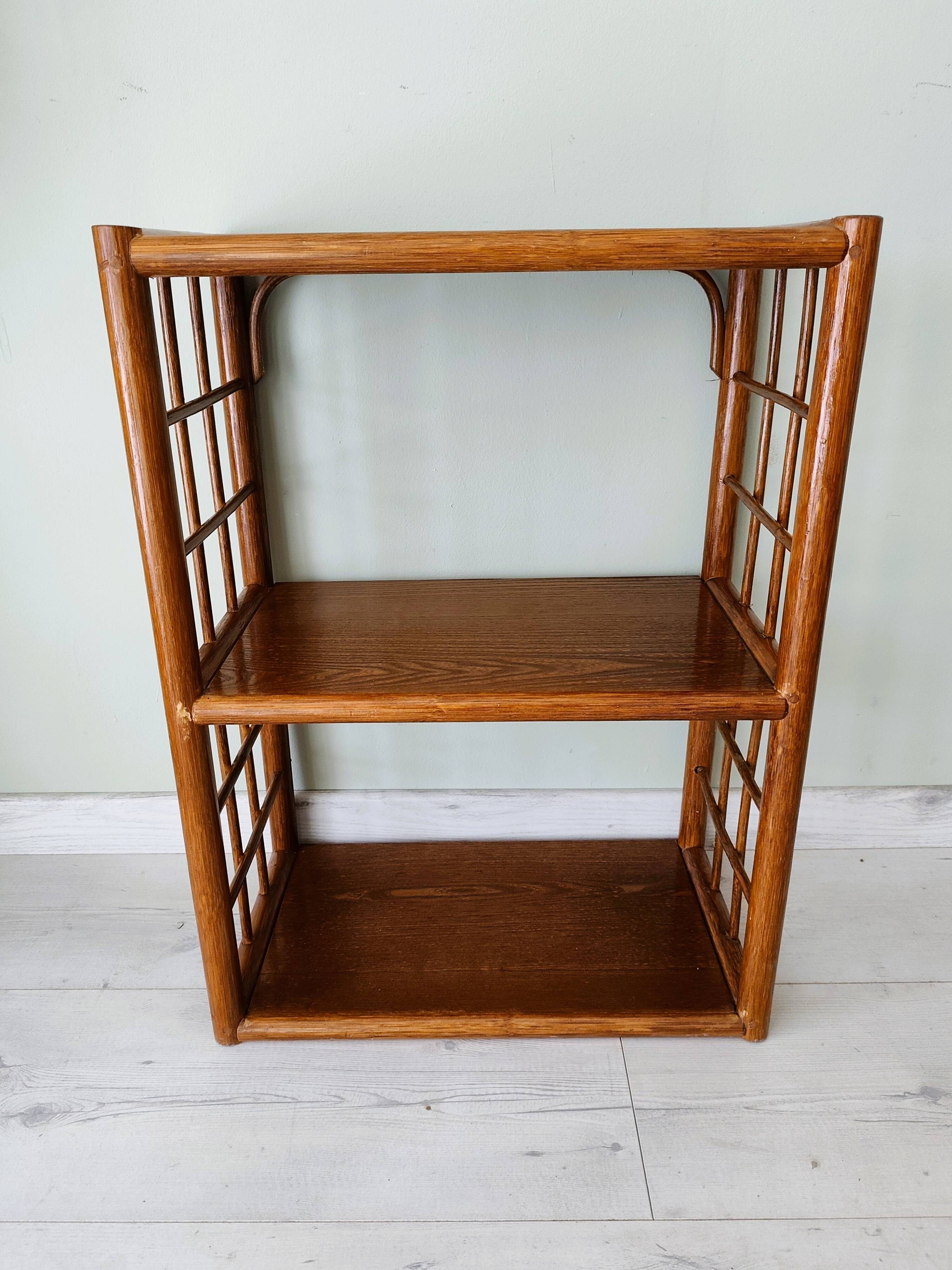 Rattan and wood shelf furniture
