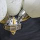 Art Deco chandelier/suspension with 3 domes in mixed glass and chrome metal