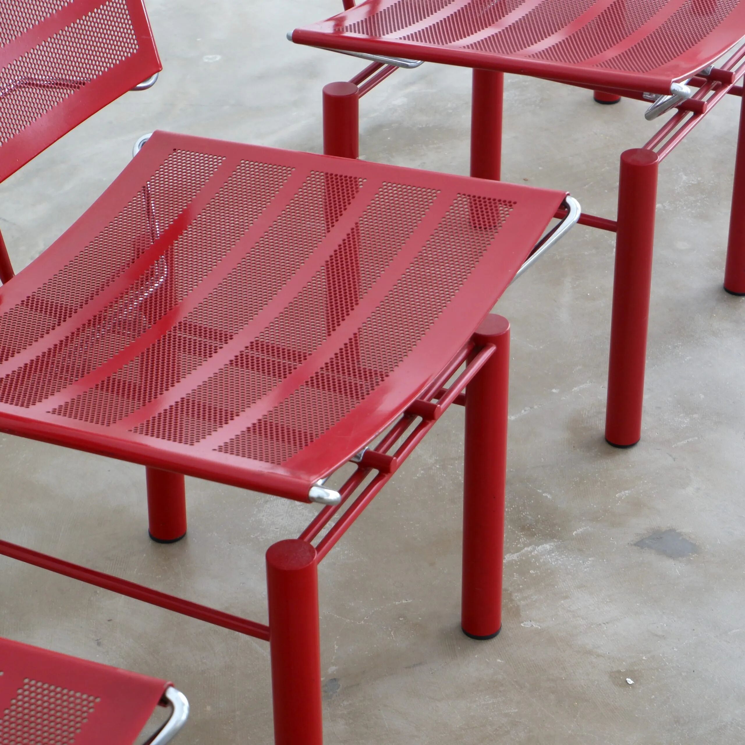 Set of 4 postmodern '8600' chairs in red by Hans Ulrich Bitsch for Kusch & Co.