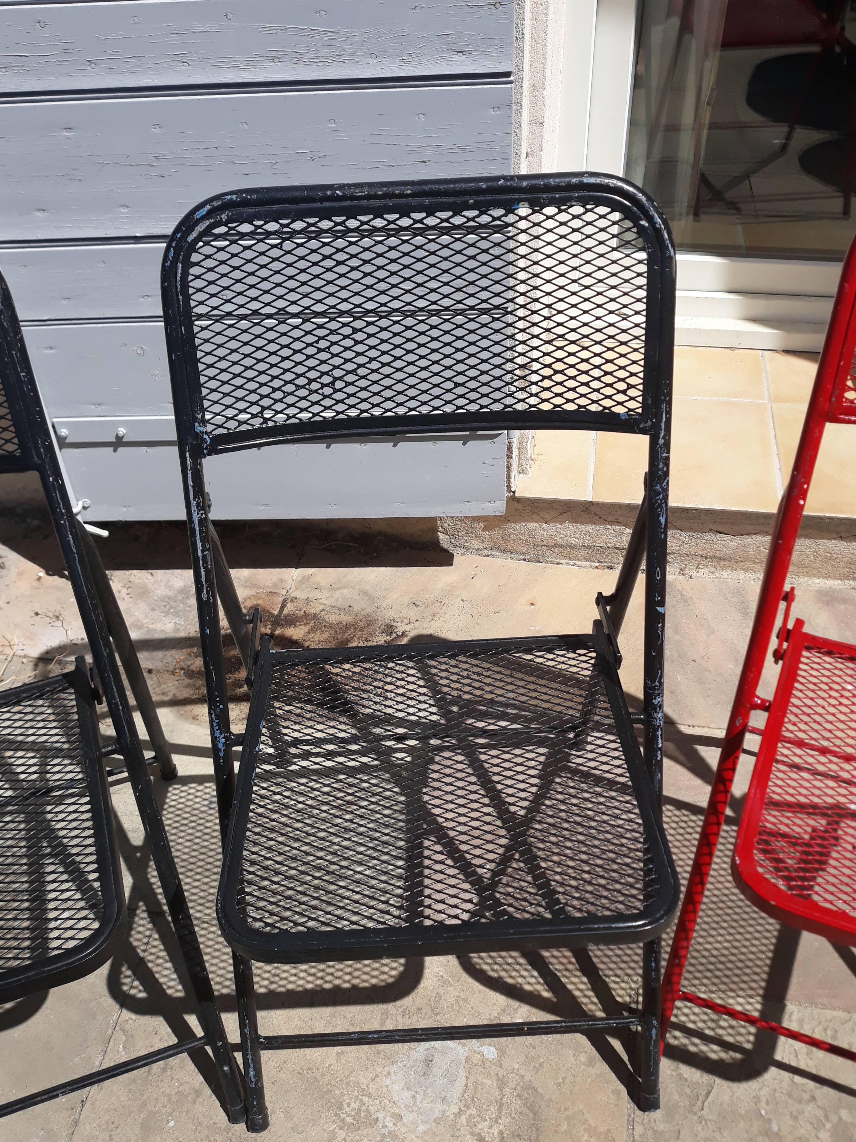 Set of 4 vintage metal folding chairs