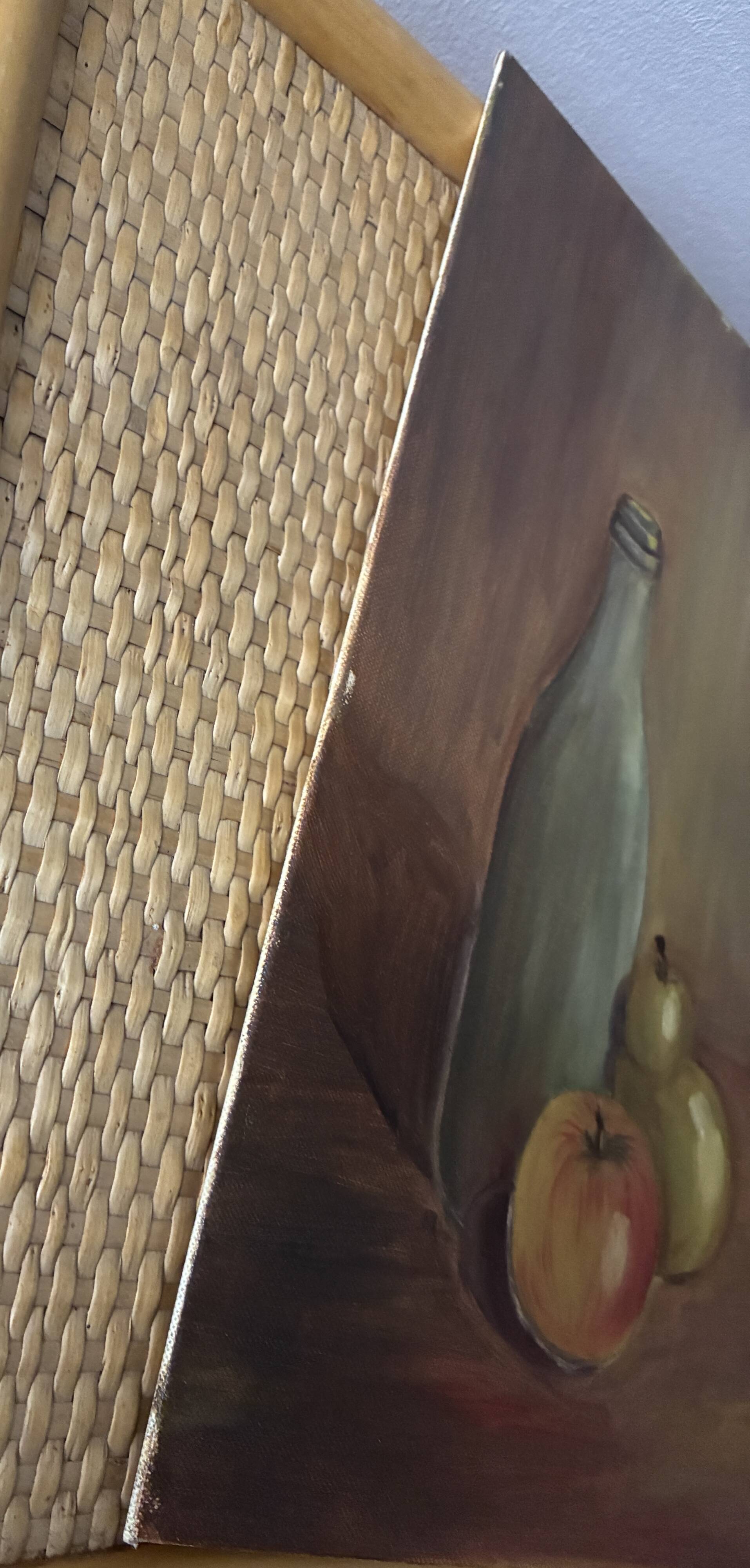 Still life oil on cardboard canvas