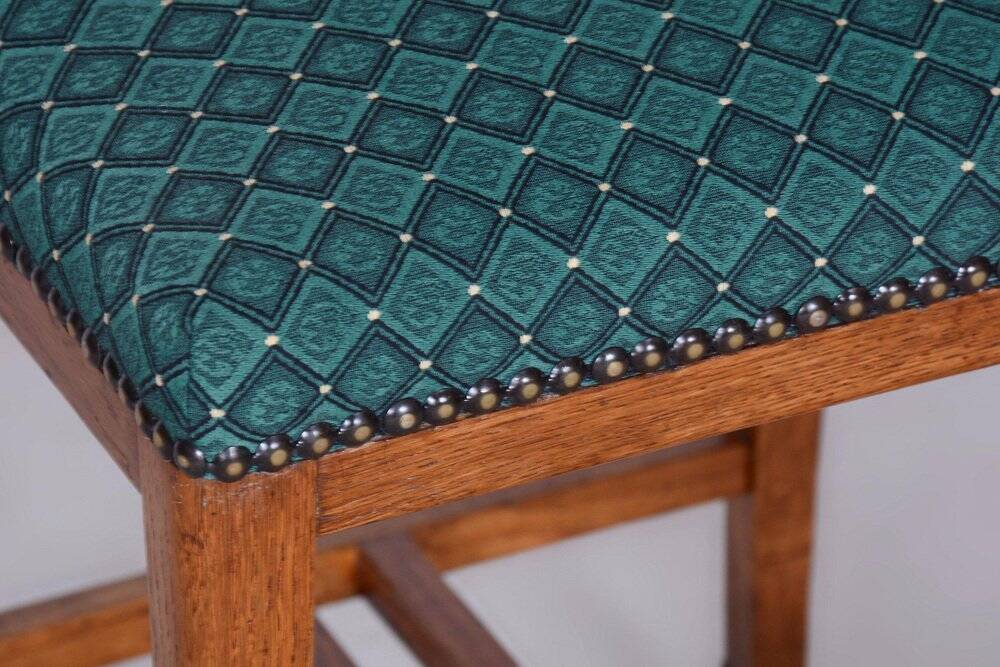 Art Deco Stool in Oak & Upholstery, Czech, 1930s