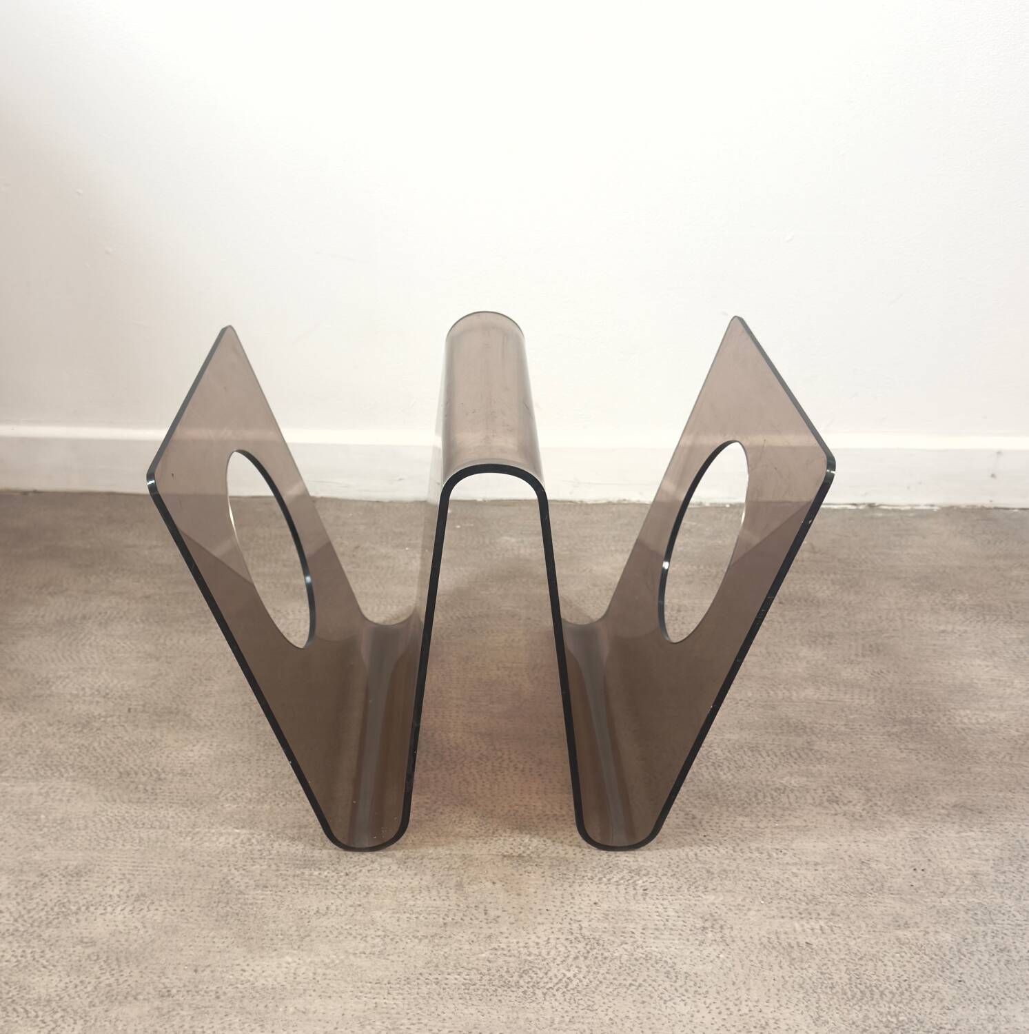 Michel Dumas smoked plexiglass magazine rack
